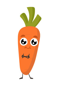 Cheerful, fun carrot cartoon illustration.