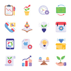Pack of Business Startup Flat Icons 

