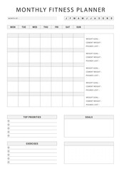 Monthly Fitness Planner