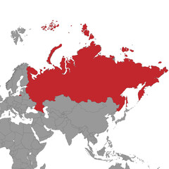 Russia on world map.Vector illustration.