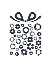 Gift box with floral pattern. Vector illustration.