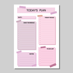Today's plan template vector