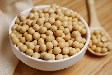 close up of Raw soy bean seed 