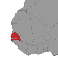 Senegal on world map. Vector illustration.