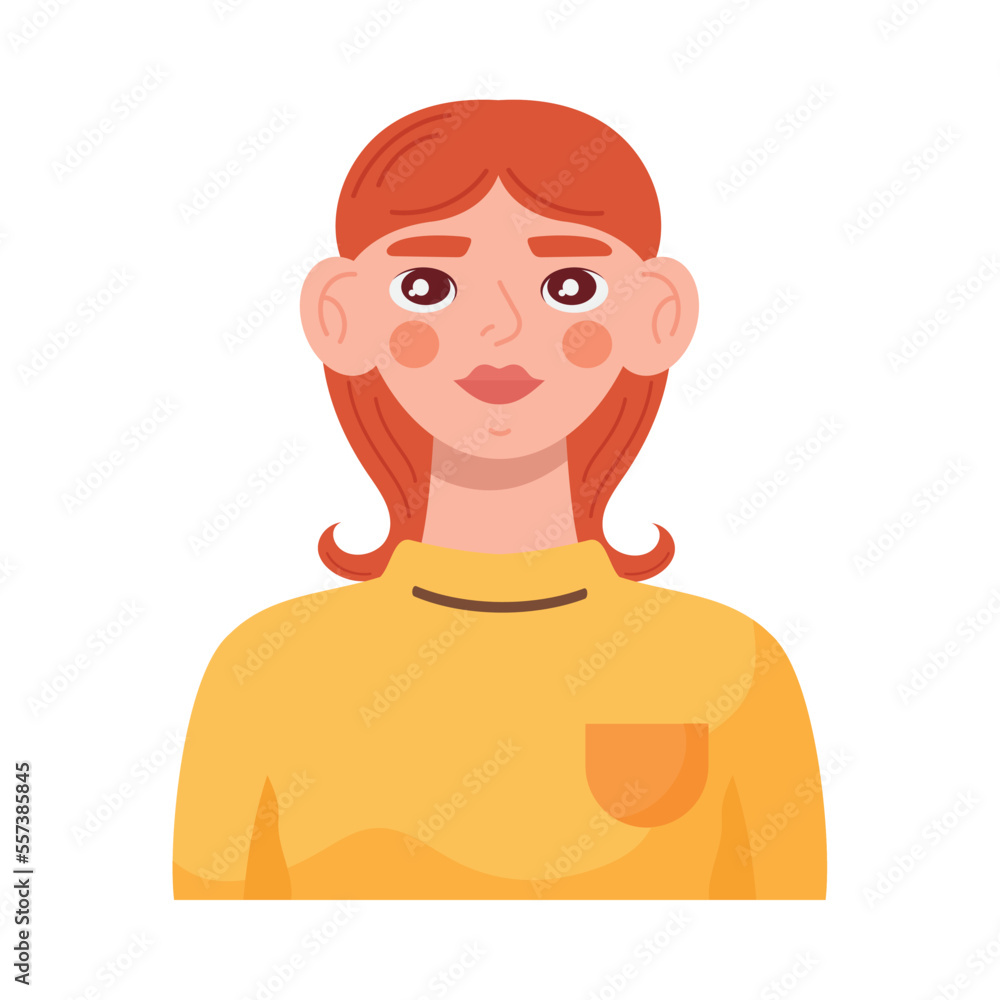 Sticker young redhead woman