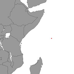 Seychelles on world map. Vector illustration.