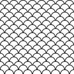 Fish scale seamless pattern. Traditional chinese sea wave ornament. Asian cloud ethnic motif.