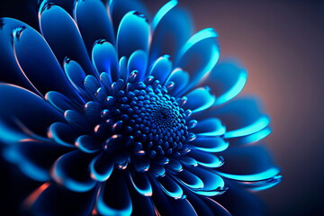 Modern abstract realistic flower blue color