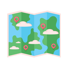 pins locations in paper map