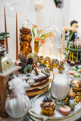 Christmas or New Year decor. Christmas concept. Table decoration, home