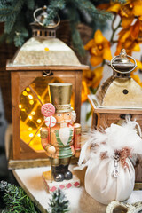 Christmas or New Year decor. Christmas concept. Table decoration, home