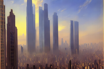 Fototapeta na wymiar city skyline with skyscrapers