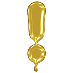 Gold Melted Effect Symbol. Exclamation Mark.