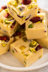 Cranberry pistachio fudge