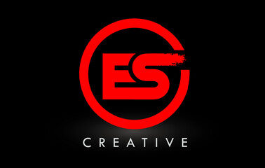 Obraz premium Red ES Brush Letter Logo Design. Creative Brushed Letters Icon Logo.