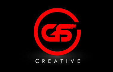 Red GS Brush Letter Logo Design. Creative Brushed Letters Icon Logo.