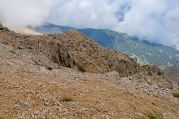 View from the top of Mount Tahtali of Antalya province in Turkey. Popular tourist spot for sightseeing and skydiving