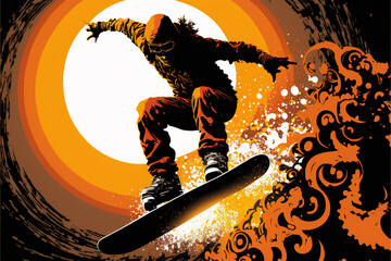 Snowboarder grinding on a rail in a terrain park