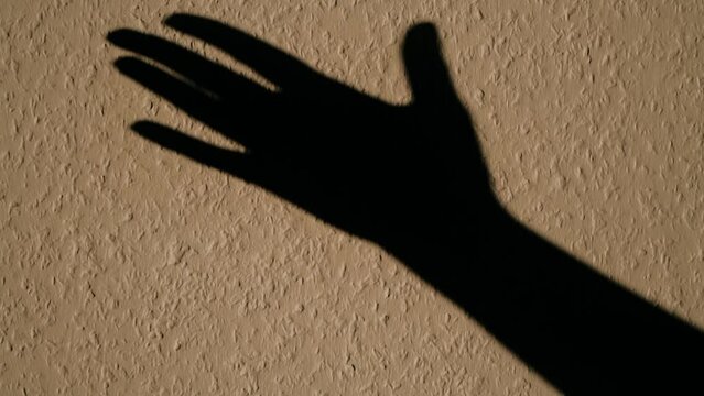 Shadow of female hand in motion