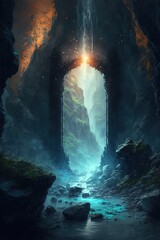 Fototapeta premium Portal to another world, Fantasy Doorway, Abstract Art, Digital Illustration