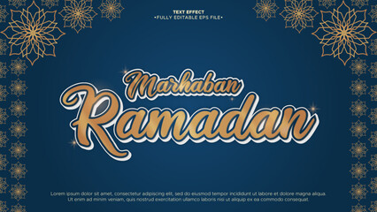 Obraz na płótnie Canvas Happy Ramadan 3d Editable Text Effect