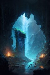 Fototapeta premium Portal to another world, Fantasy Doorway, Abstract Art, Digital Illustration