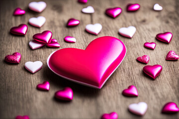 photography of Saint Valentines Day background. Cupcake , love, heart, valentine, - AI Generated