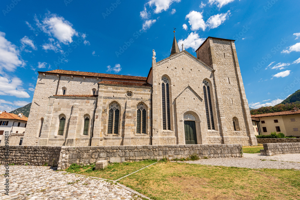 Wall mural medieval cathedral of venzone. church of st. andrew the apostle, 1308. destroyed by the 1976 earthqu