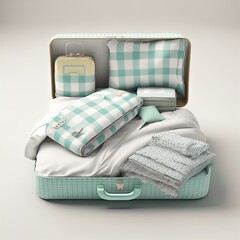 Overstuffed suitcase, bursting at the seams.