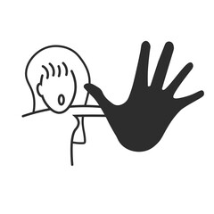 outline vector illustration of women gesture denied or stop raising hand prohibited, stop, denied, do not enter sign, prohibition, attention, warning template design 
