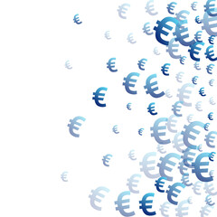 Euro blue signs scatter money vector design.