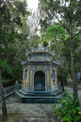 Hue, Vietnam - December 25, 2022: Views of the Tu Hieu Pagoda in Hue, Vietnam.