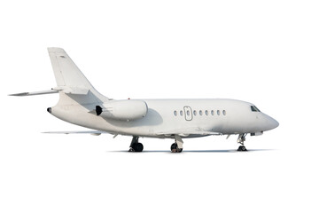White modern corporate business jet isolated on transparent background