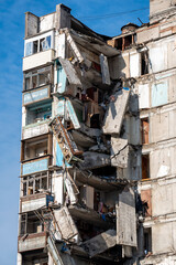 Fototapeta premium destroyed and burned houses in the city Russia Ukraine war