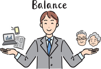 仕事と介護のバランスがとれている男性