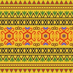 Hand drawn oriental ethnic seamless pattern traditional on yellow background Design for carpet,wallpaper,clothing,wrapping,batik,fabric,illustration embroidery style.