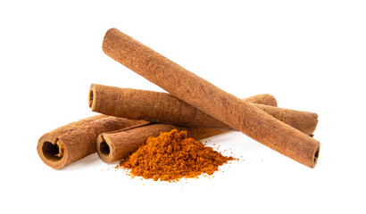 cinnamon sticks stacked and powder on transparent png - Powered by Adobe