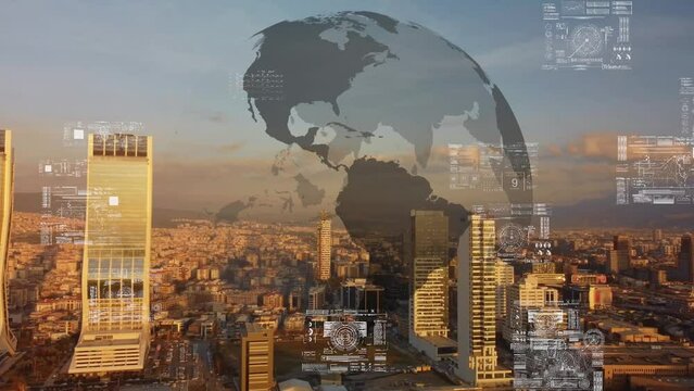 Smart city and communication network concept. Digital transformation. High quality 4k footage