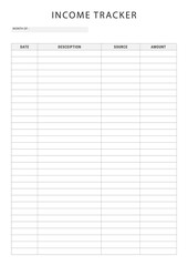 Business Planner Templates Income Tracker