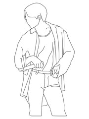 Illustration vector of drawing line art Kpop fashion stage. idols of Koreans performing. K-pop male fashion idol. singer who is singing wearing beautiful clothes