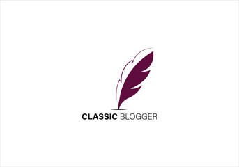 Writer Logo Templates Design Vector Stock. vintage pen feather writer symbol, literature icon, diary sign, black illustration, writer logo templated