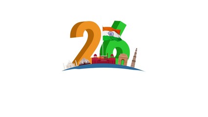 Vector banner of Happy Republic day, 26 January, a national holiday of India