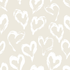Fototapeta premium Seamless heart pattern. Hand painted ink brush
