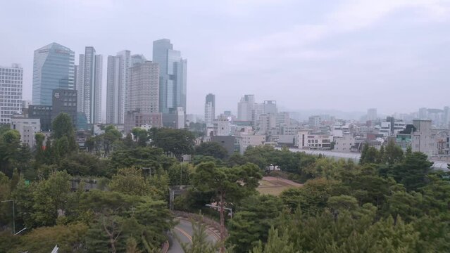 [korea drone footage] Han river landscape, Seoul, Korea, Yangwha bridge,