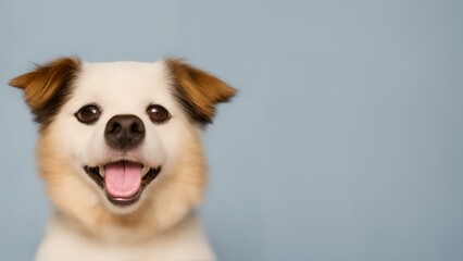 A cute, smiling Australian Shepherd dog in studio lighting with a colorful background. Sharp and in focus. Ideal for adding a friendly touch to any project.