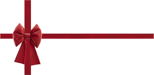 Red ribbon premium png on isolated empty background