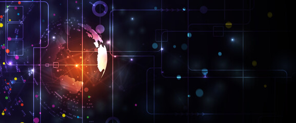 Technology data background, idea of global business solution