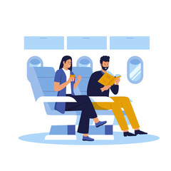 Flat design of passengers on the plane. Illustration for website, landing page, mobile app, poster and banner. Trendy flat vector illustration