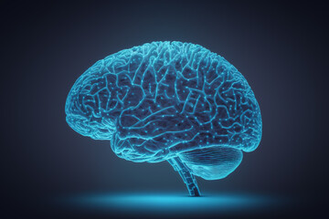 Human brain digital representation, Generative AI illustration