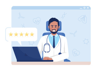 Male therapist reviews flat concept vector illustration. Choosing doctor. Editable 2D cartoon characters on white for web design. Consultation creative idea for website, mobile, presentation